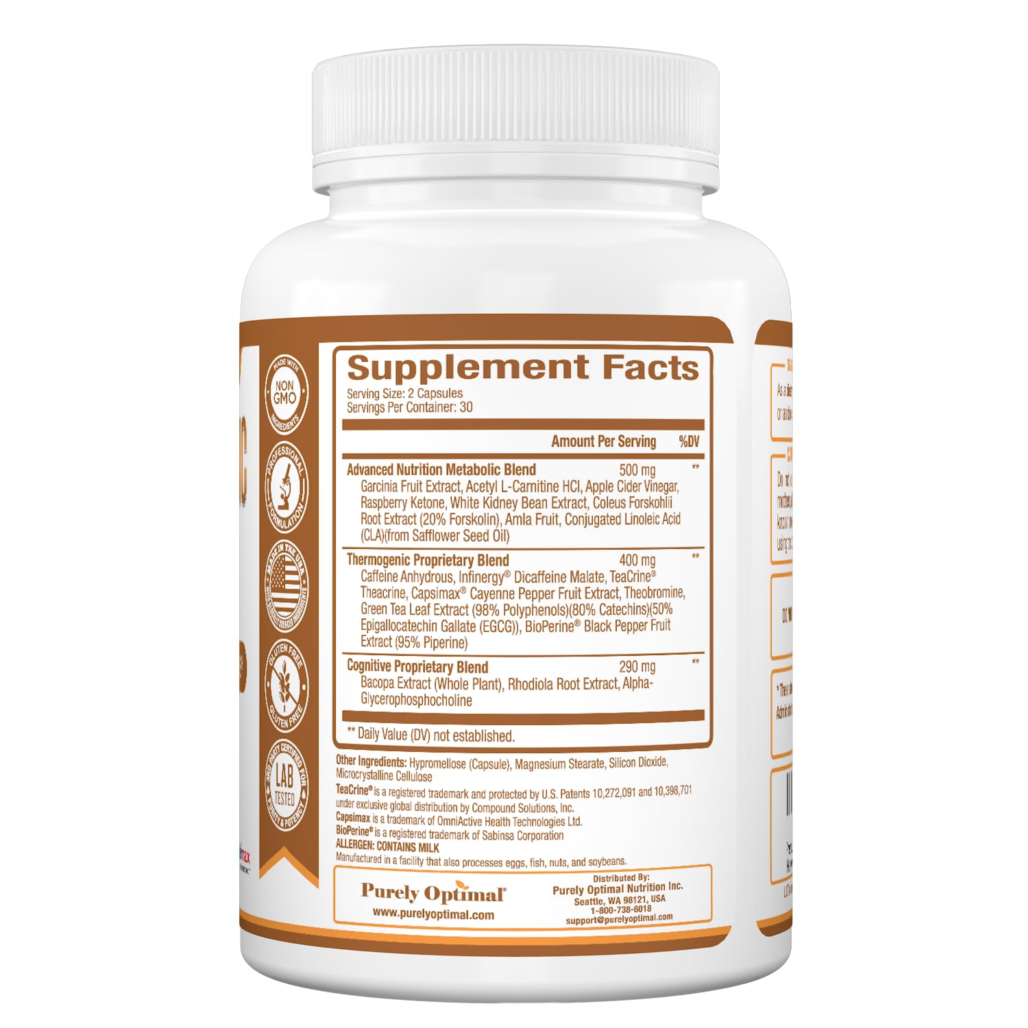 Purely Optimal Thermogenic L-carnitine and ACV blend supports calorie management.