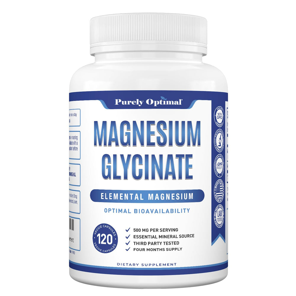 Purely Optimal vegan gluten-free magnesium glycine label.