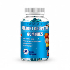 Purelyindia Kids Multivitamin Gummies bottle shows bright fruit flavors for immune support.