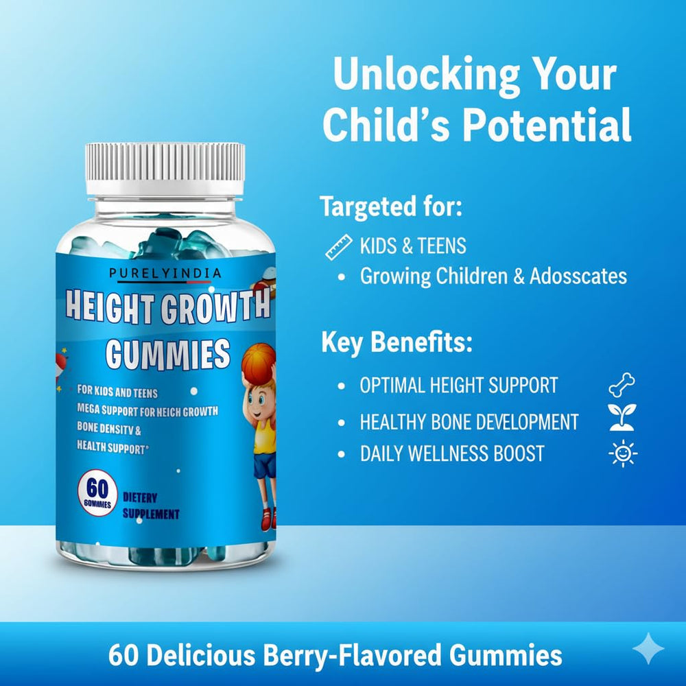 Purelyindia Kids Multivitamin Gummies with fruit flavors for daily mood and focus support.