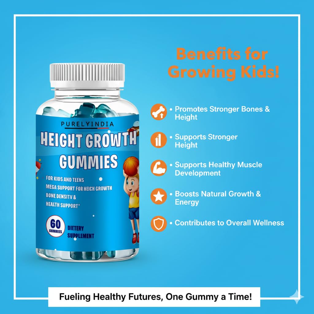 Purelyindia Non-GMO badge on gummies packaging implies safe daily use for children.