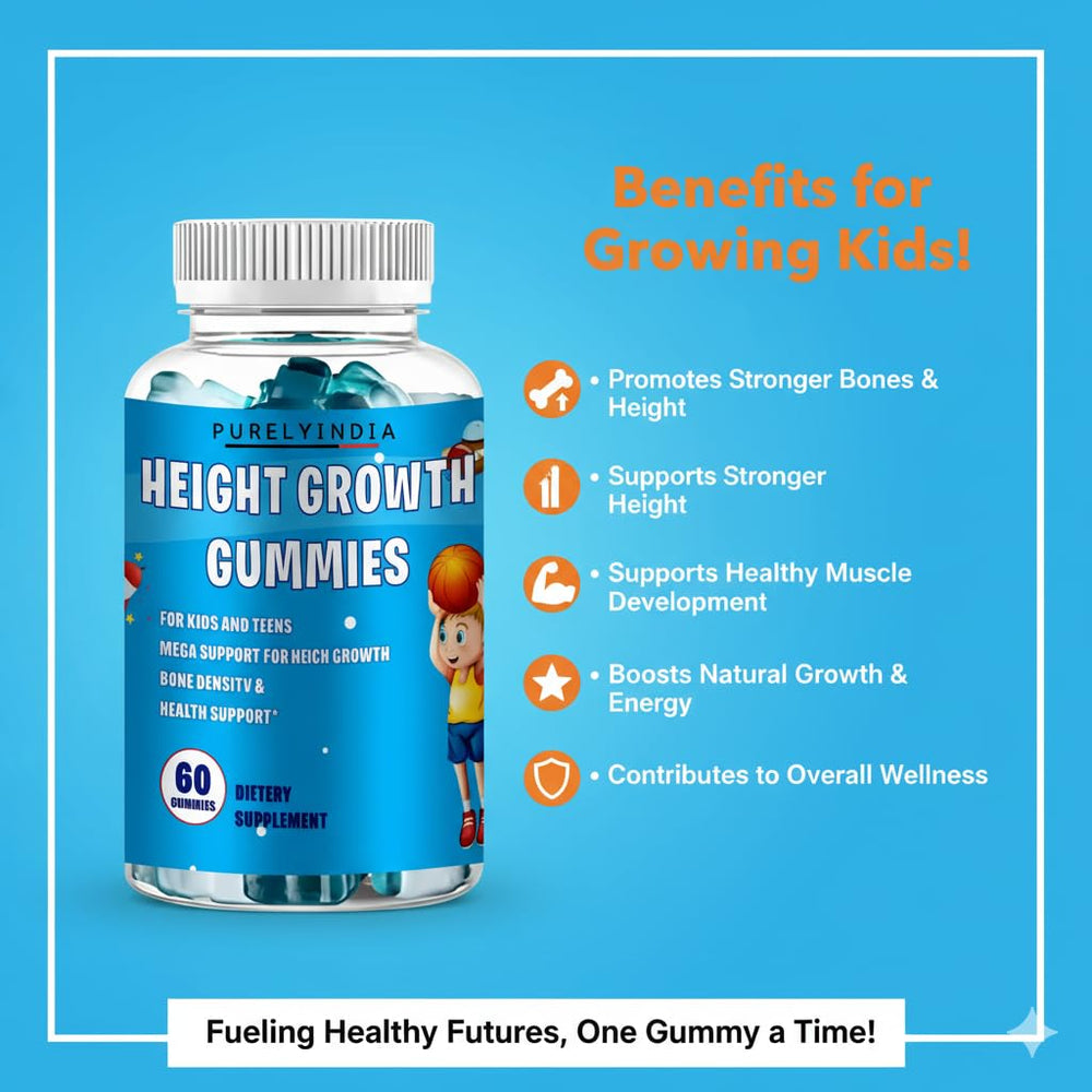 Purelyindia Non-GMO badge on gummies packaging implies safe daily use for children.