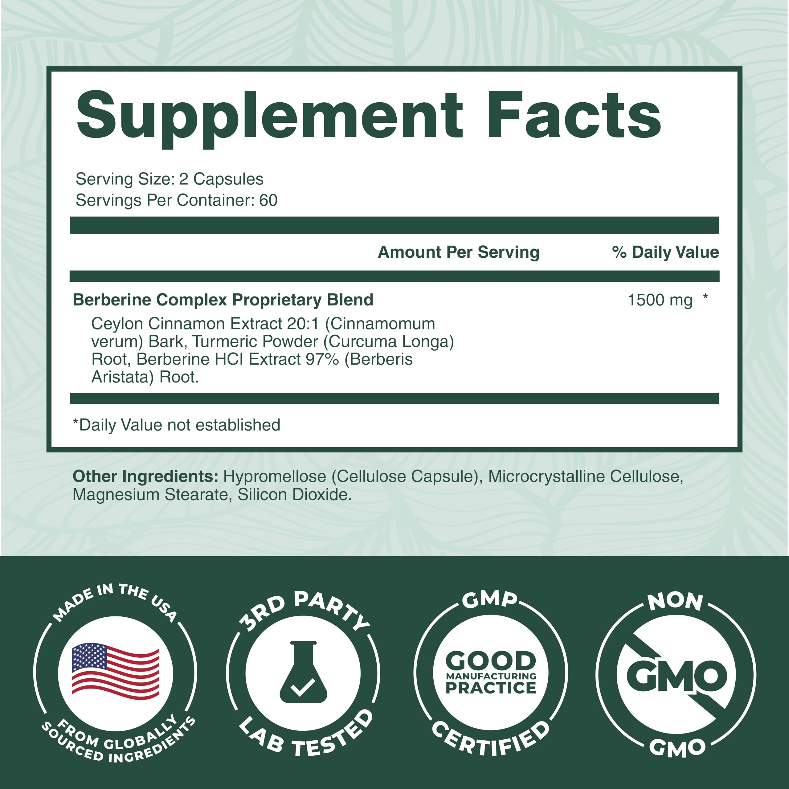 PurePremium Berberine Cinnamon bottle-front conveys trust through premium formulation.