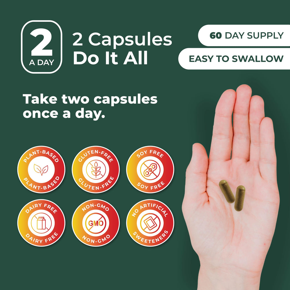PurePremium Berberine Cinnamon capsules being dispensed for convenient two-per-day dosage.