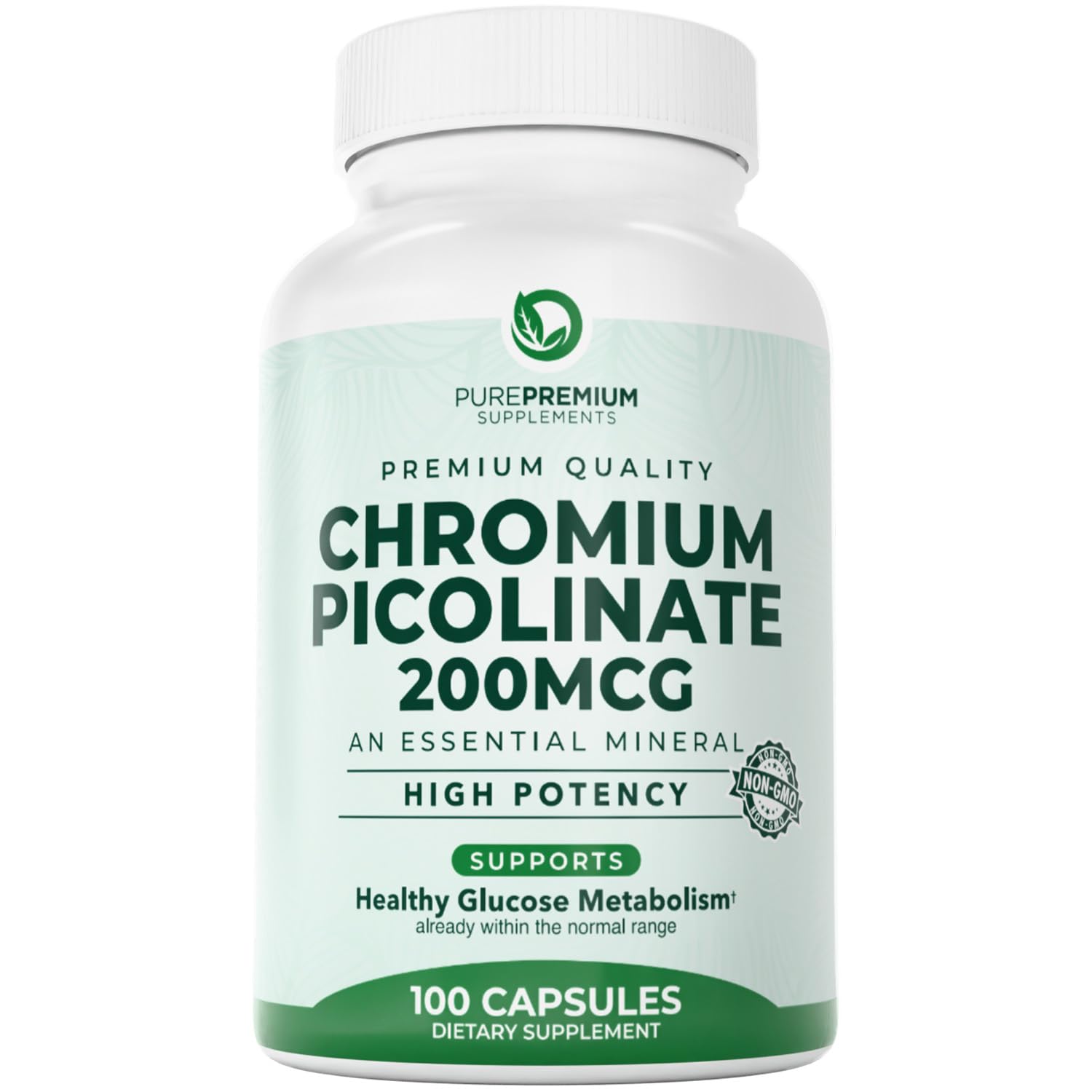 PurePremium Chromium Picolinate bottle for daily metabolism support.