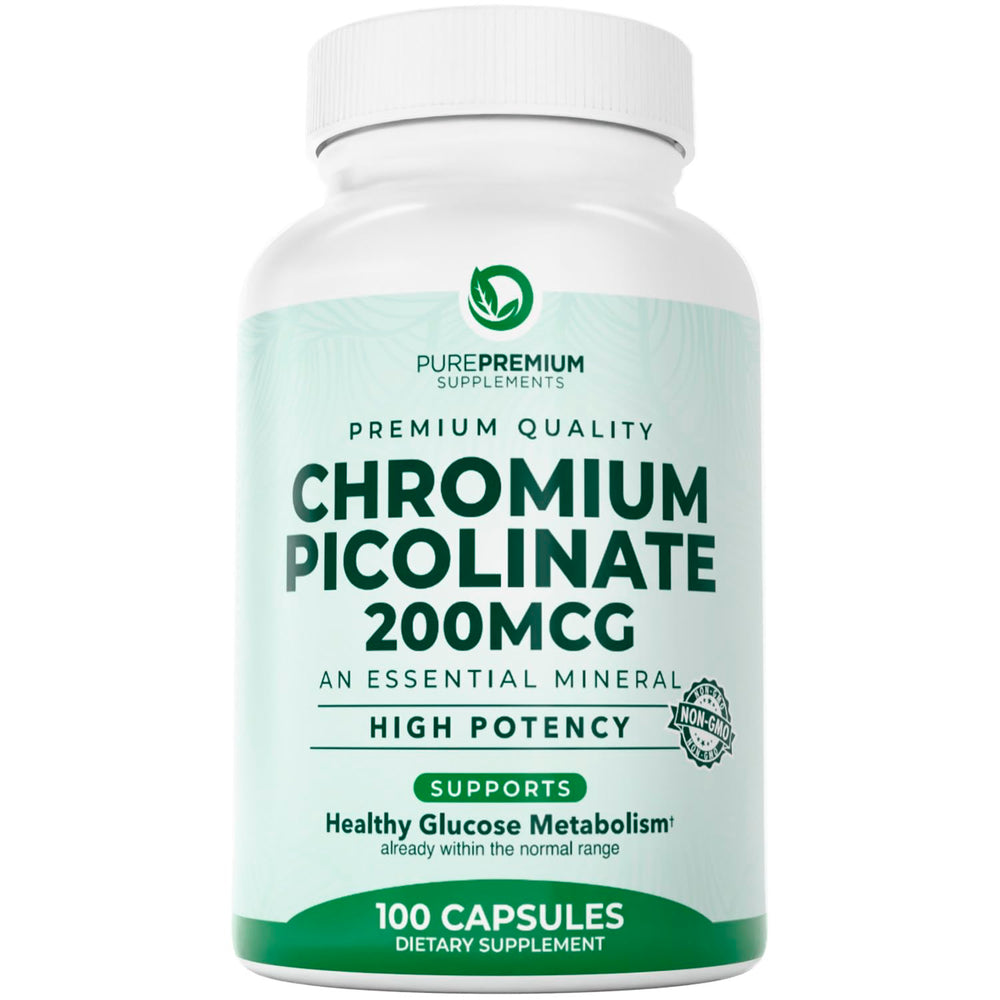 PurePremium Chromium Picolinate bottle for daily metabolism support.