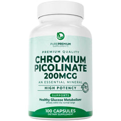 PurePremium Chromium Picolinate bottle for daily metabolism support.