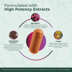 Label highlights PurePremium CoQ10 and Grapeseed blend for heart and circulation support