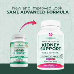 PurePremium Kidney Support ingredients panel emphasizing cranberry and botanicals.