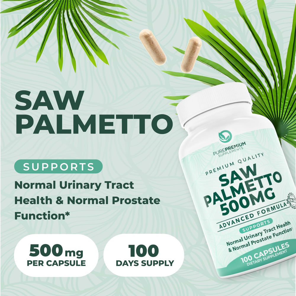 PurePremium Saw Palmetto capsules package, ready for everyday hair and urinary wellness.