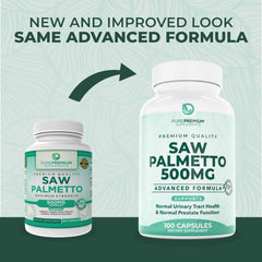 PurePremium Saw Palmetto label front showcasing strength and ingredient details.