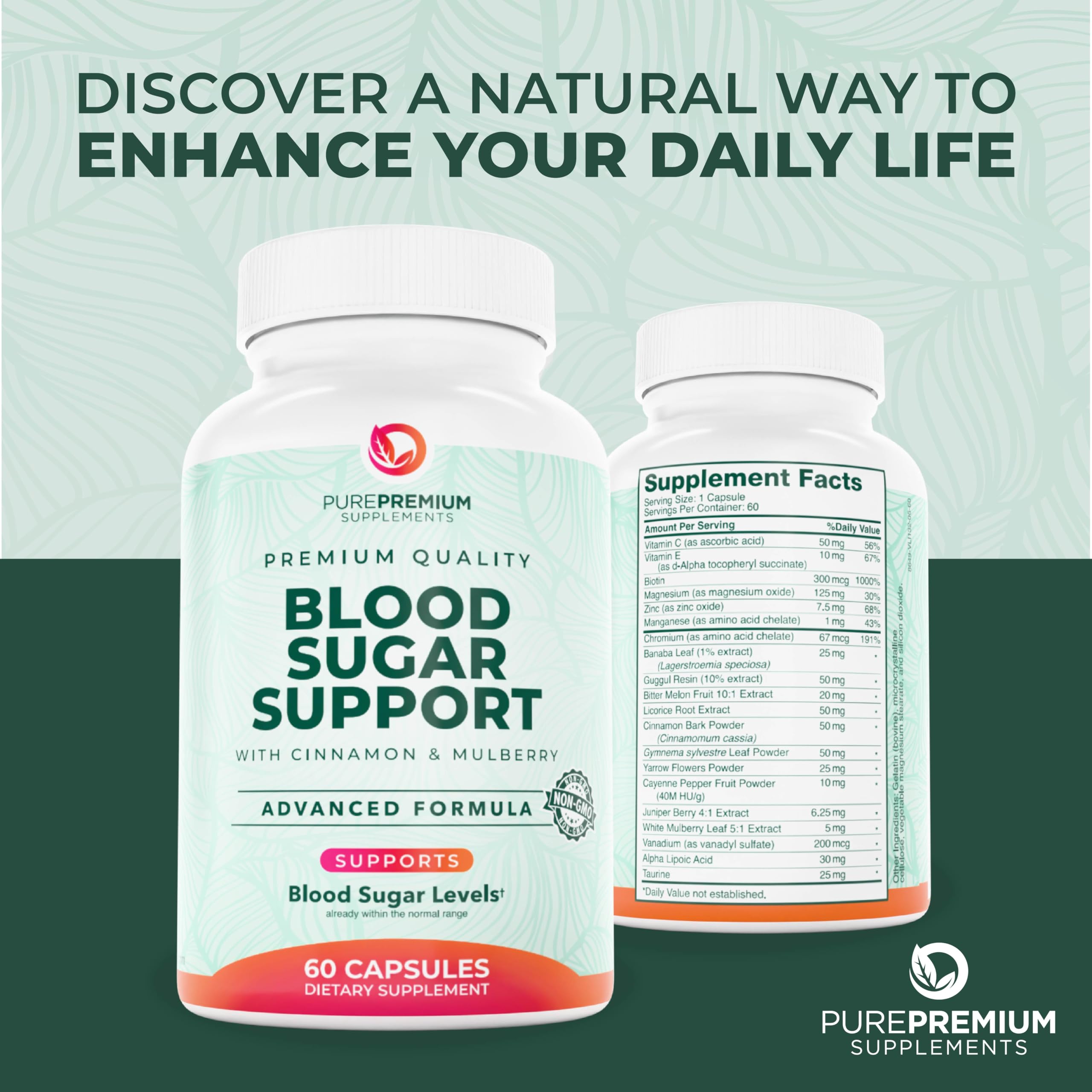 PurePremium usa manufactured bottle image conveys quality and third-party testing.