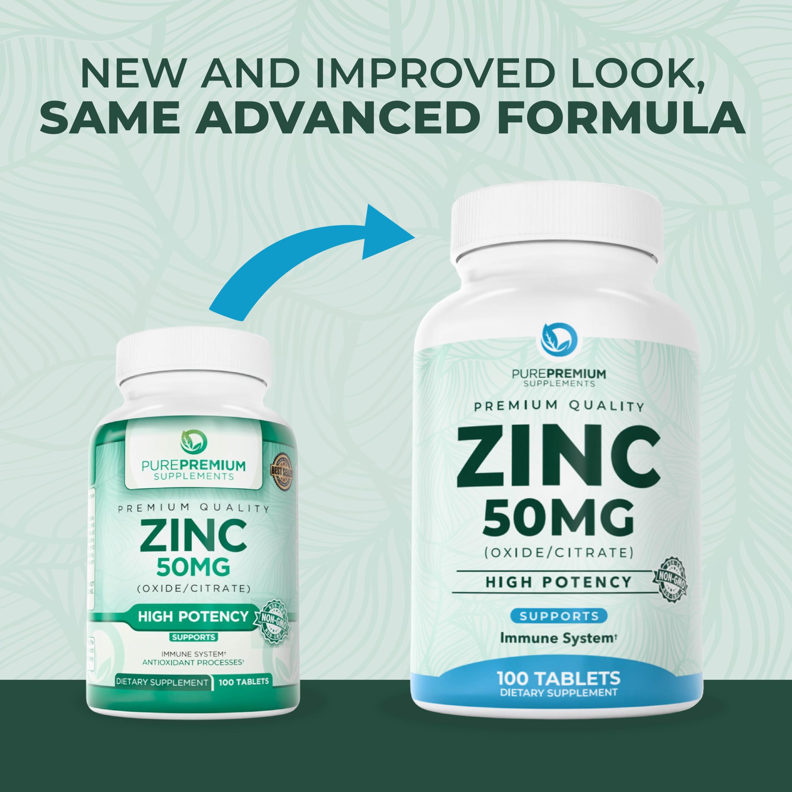 PurePremium Zinc 50mg lab-tested seal confirms quality and consistency