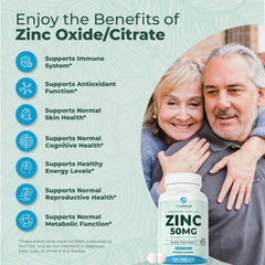 PurePremium Zinc 50mg tablets close-up showing easy-to-swallow coating