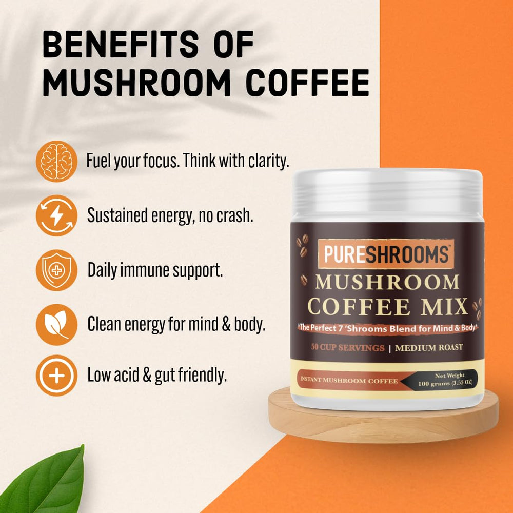 PureShrooms 600 mg organic extracts highlight seven mushrooms for potency