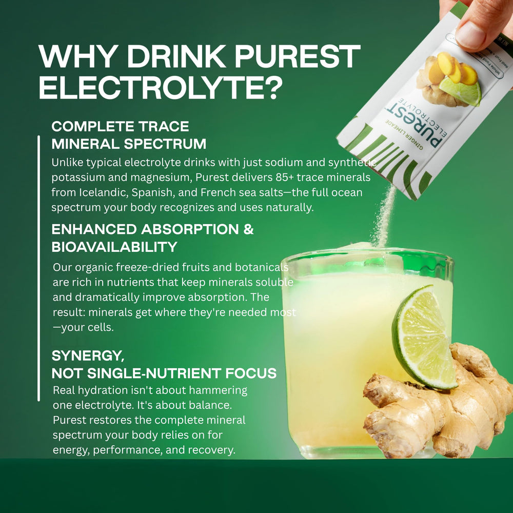Purest Electrolyte 7-pack display, bulk hydration option for athletes.