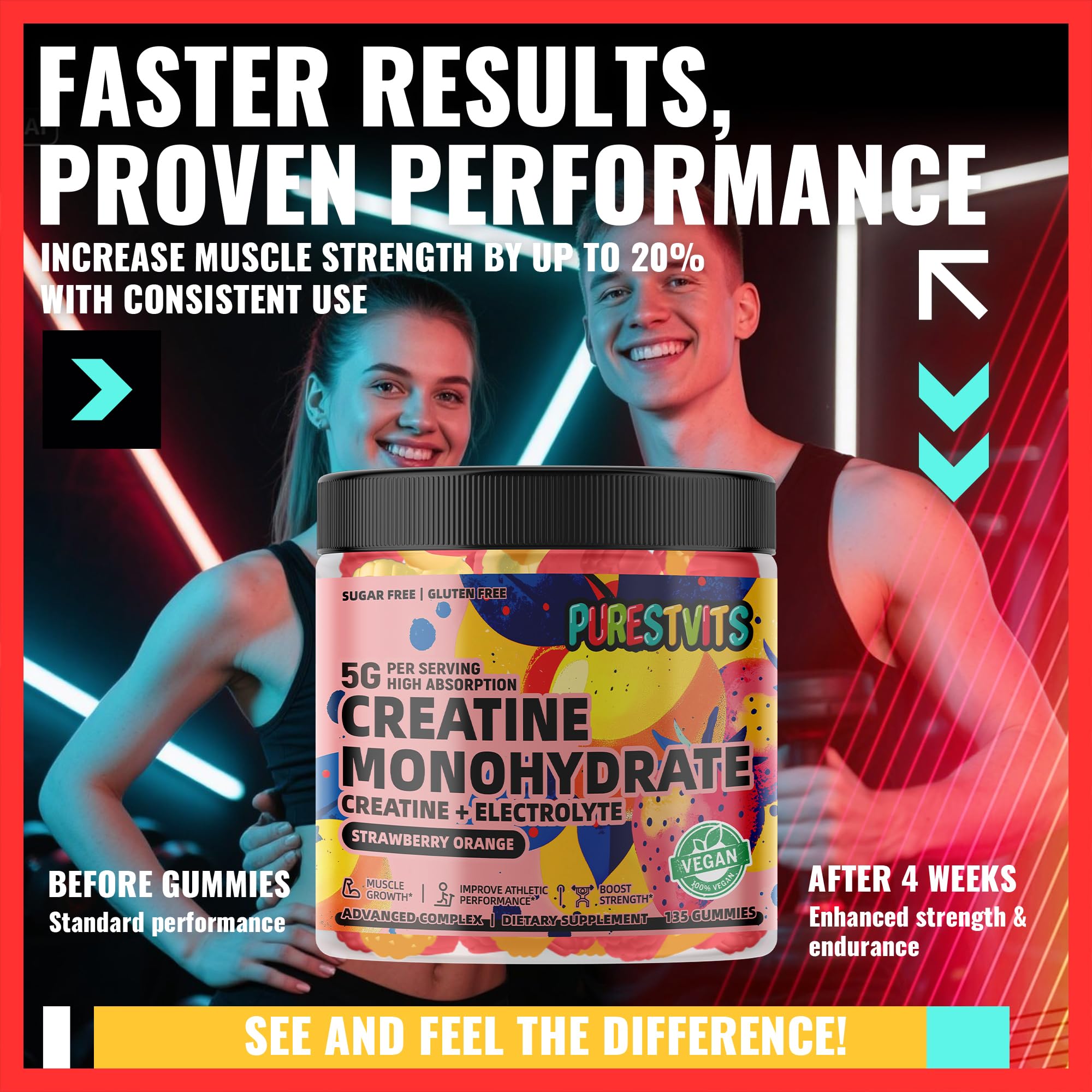 PURESTVITS three-gummy serving concept underscores simple daily dosing.