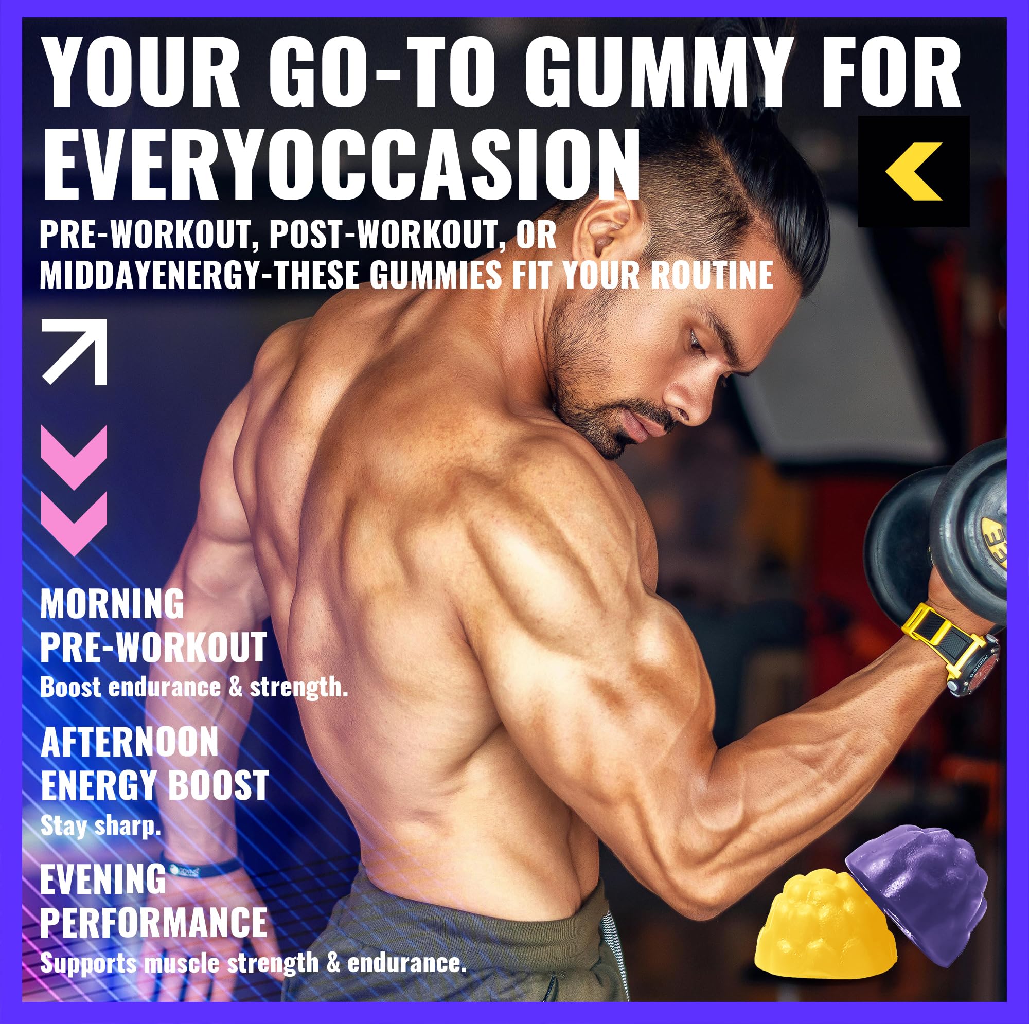 PURESTVITS gummies in-use during workout for convenient intake