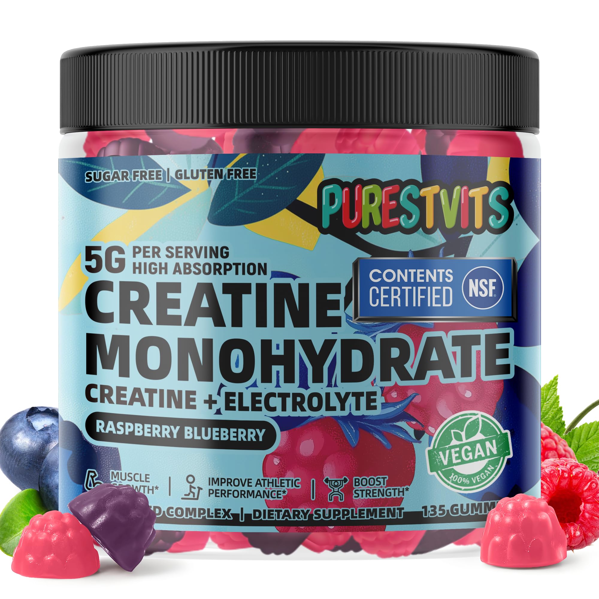 PURESTVITS Creatine Gummy 5g serving visual showing precise dosage and energy support