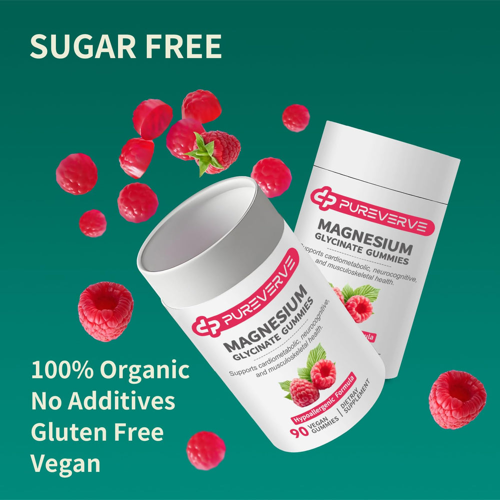 Pureverve Magnesium Glycinate Gummies serving packets arranged for daily use.