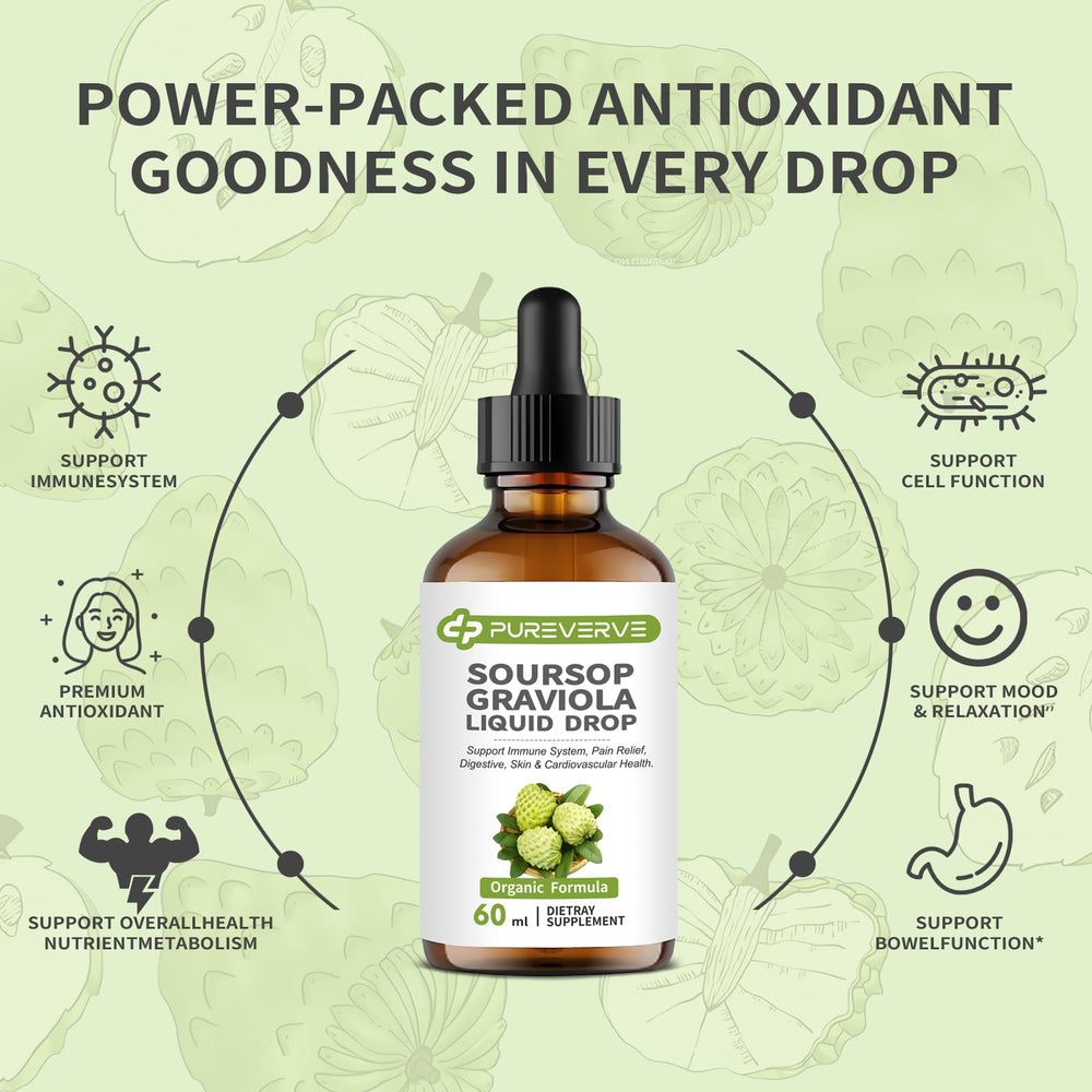 Pureverve Soursop bottle sideview emphasizes herbal blend for on-the-go lifestyles