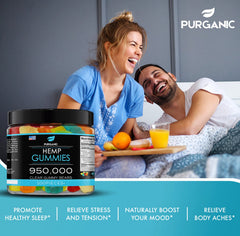 Purganic hemp gummies relaxation bears for stress relief.