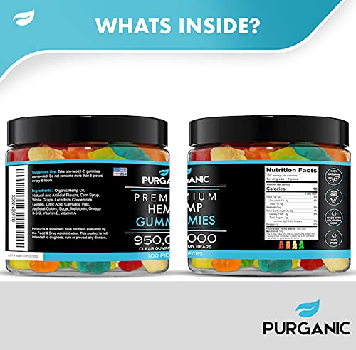 Purganic hemp gummies 100-count bottle suited for a peaceful night.