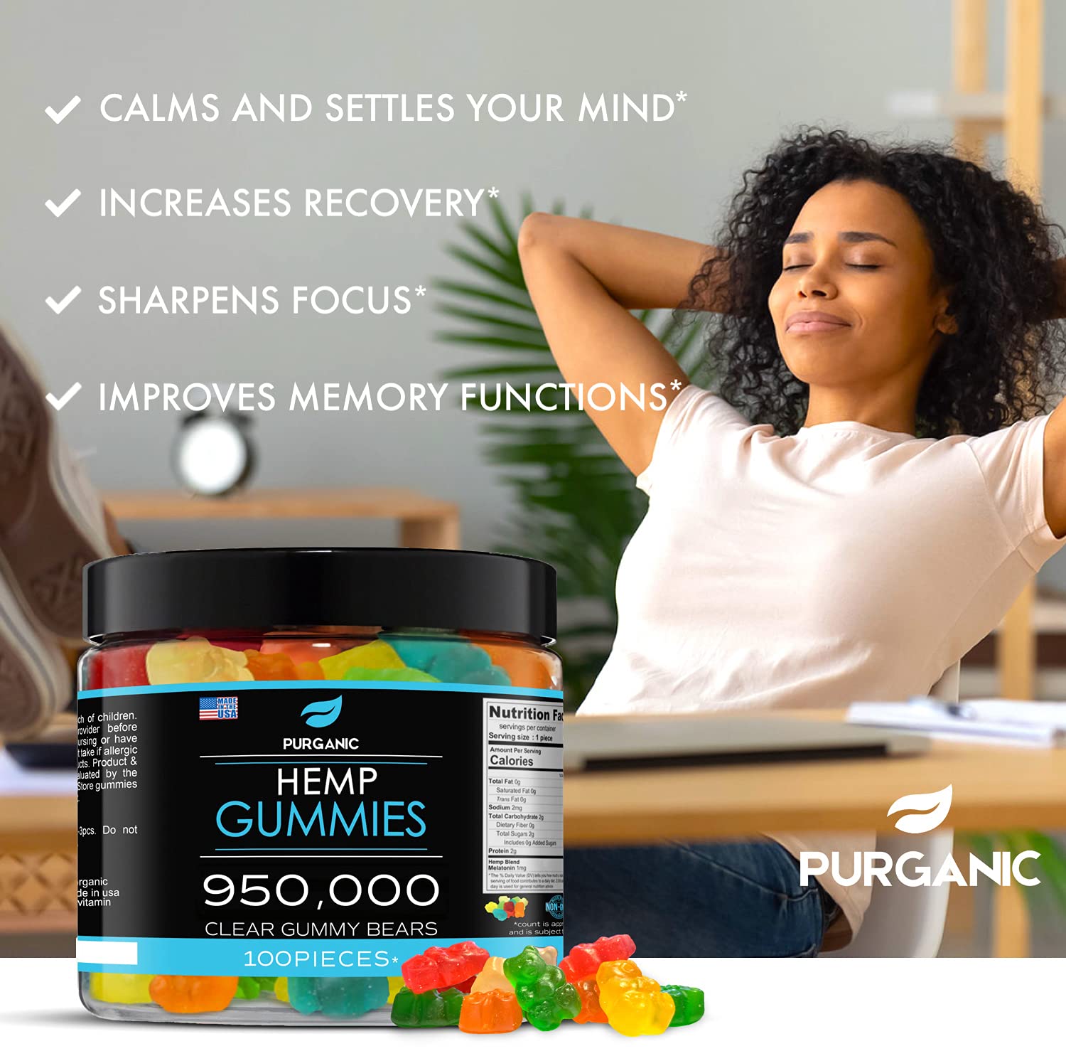 Purganic USA-made gummies with natural fruit flavors for daily enjoyment.