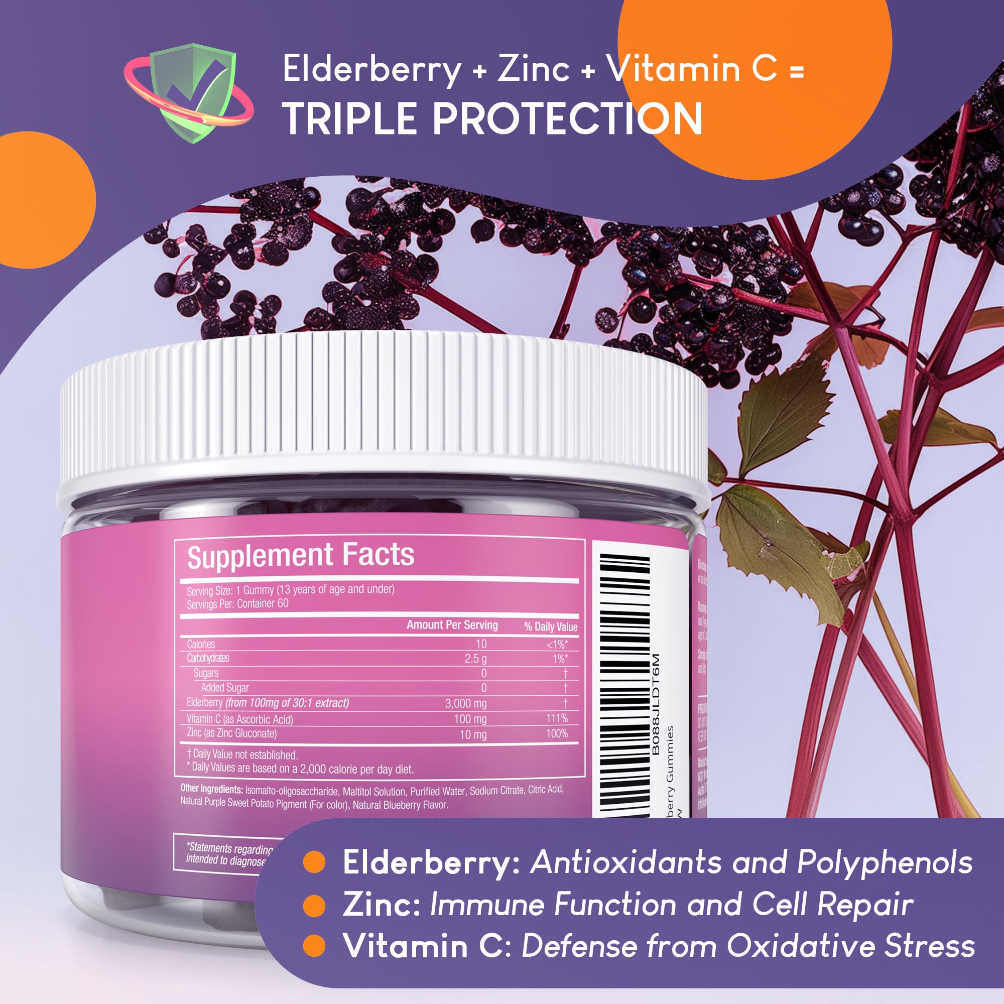 Purify Life vegan, gluten-free, allergen-free gummies with natural flavors