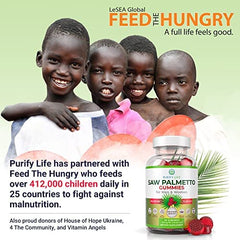 Purify Life Saw Palmetto gummies close-up showing potent extract.