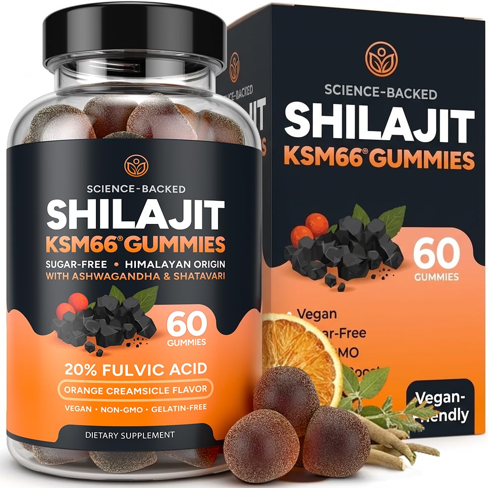 Purify Life Shilajit gummies bottle offers caffeine-free energy and convenience.