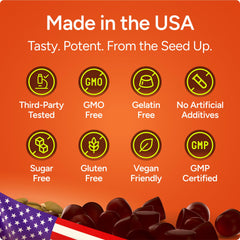 Purify Life gummies ingredients shot highlighting organic pumpkin seed oil and essential EFAs.