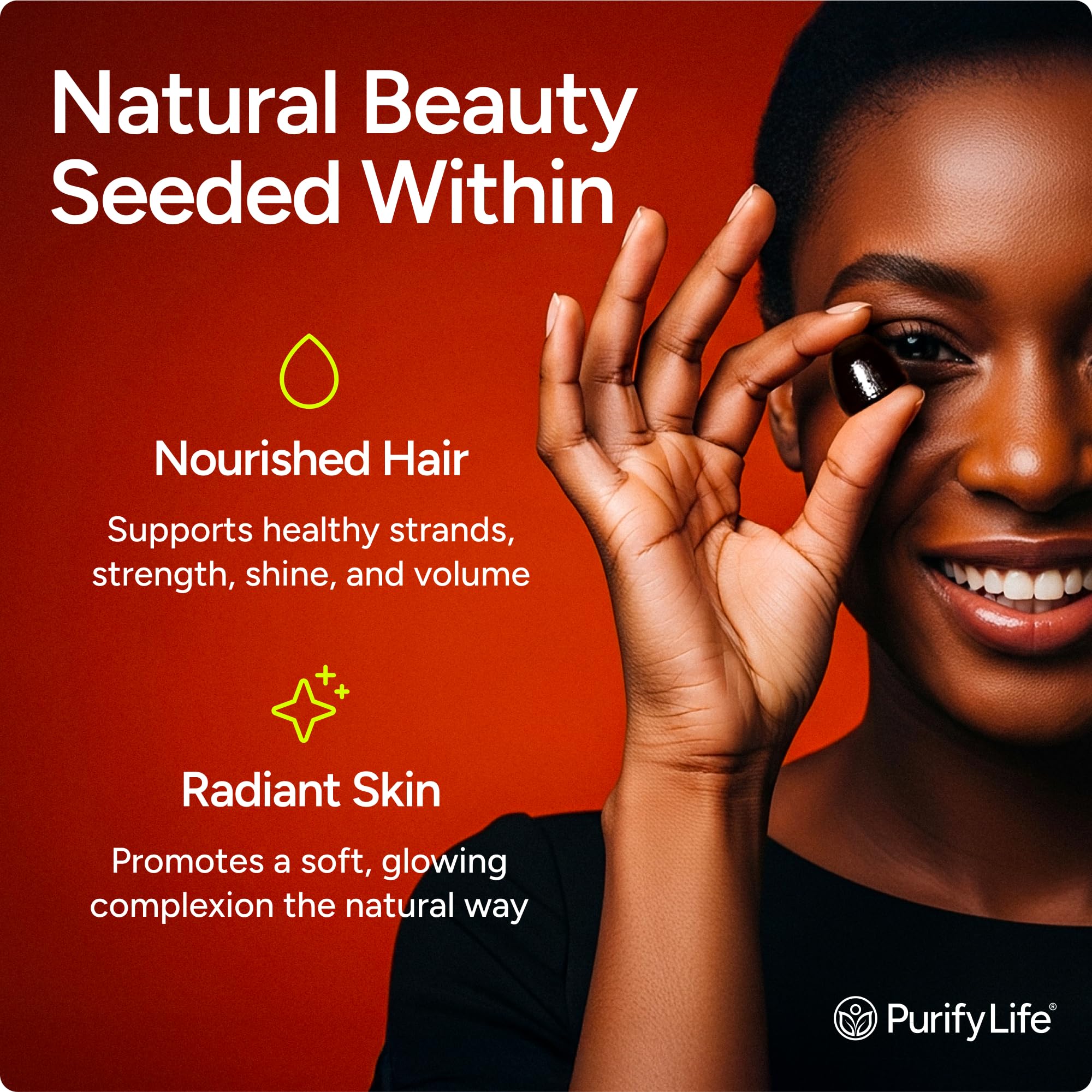 Purify Life pumpkin seed oil gummies label view noting Made in USA and vegan ingredients.