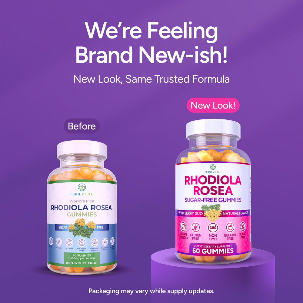 Natural flavors label on Purify Life Rhodiola Gummies packaging