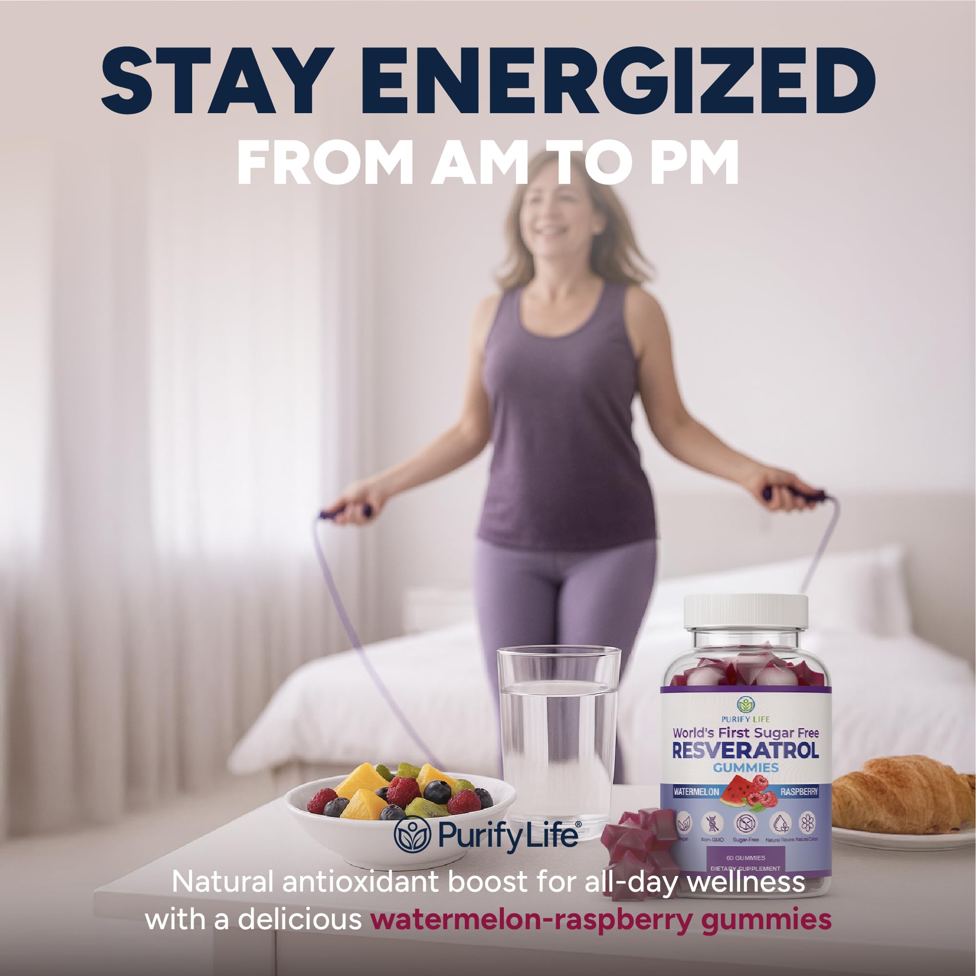 Purify Life vegan resveratrol gummies offer a plant-based option.