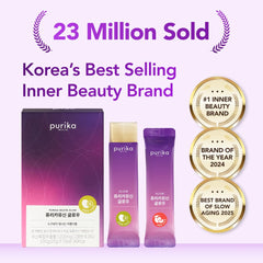 Purika Mucin Glow box pack highlights easy 10-stick regimen.