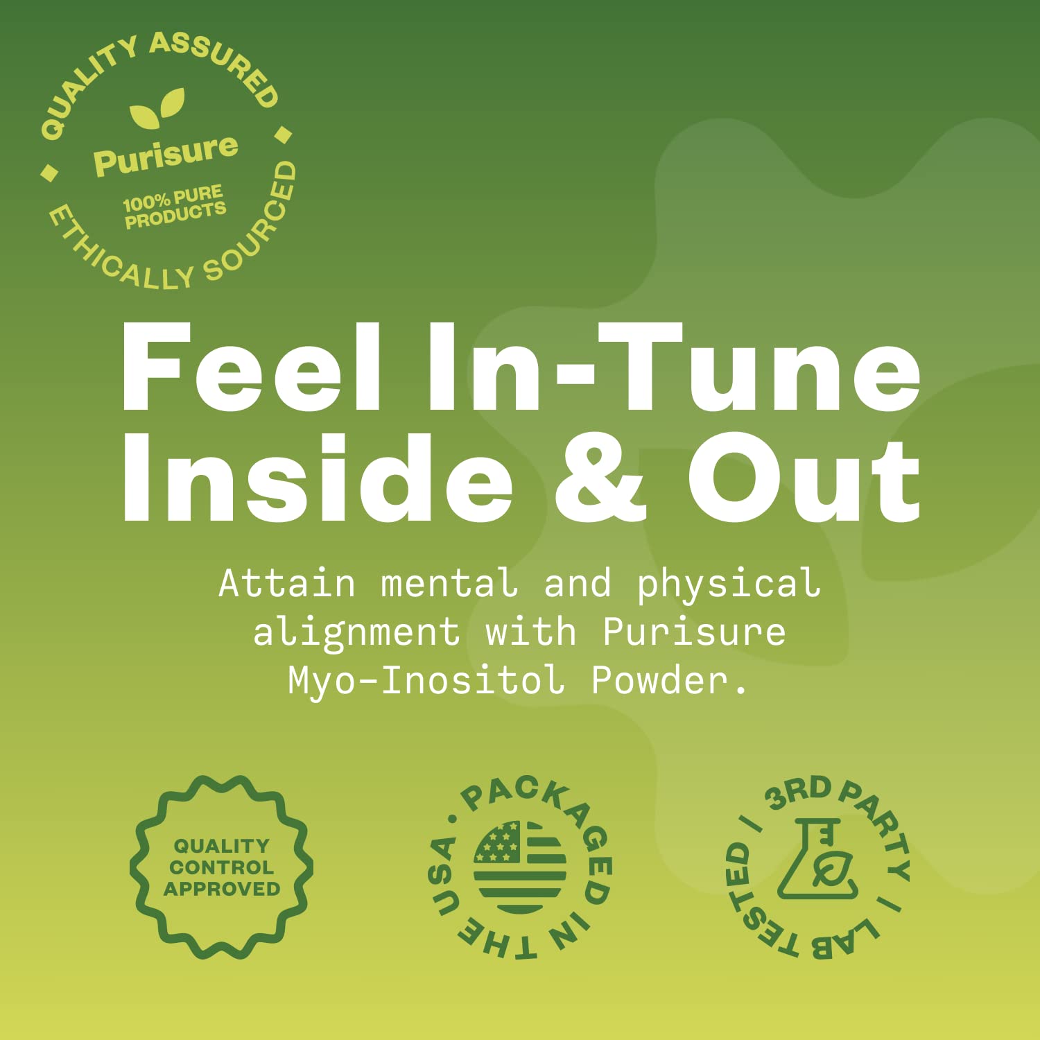 Purisure Inositol Powder 100% pure inositol as a clean ingredient.