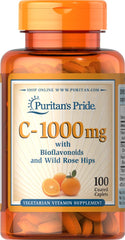 Puritan's Pride 1000 mg bottle with label for antioxidant vitamin C