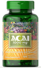 Puritan's Pride Acai 1000 mg softgels bottle for daily antioxidant support