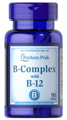 Puritan's Pride B-Complex B-12 tablets in bottle front for everyday wellness
