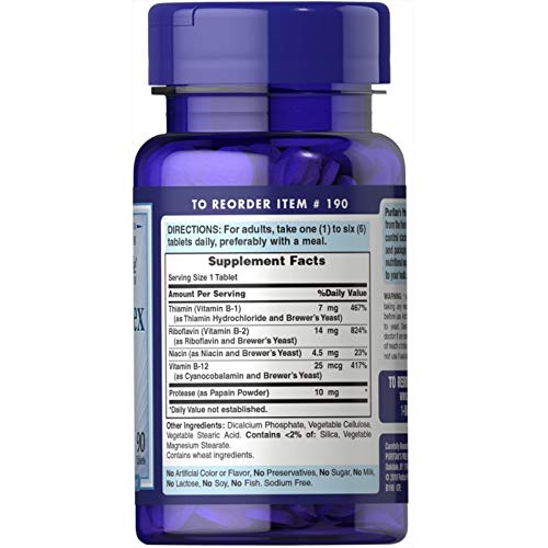 Puritan's Pride B-Complex B-12 tablets close-up showing tablets
