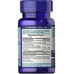 Puritan's Pride B-Complex B-12 tablets close-up showing tablets