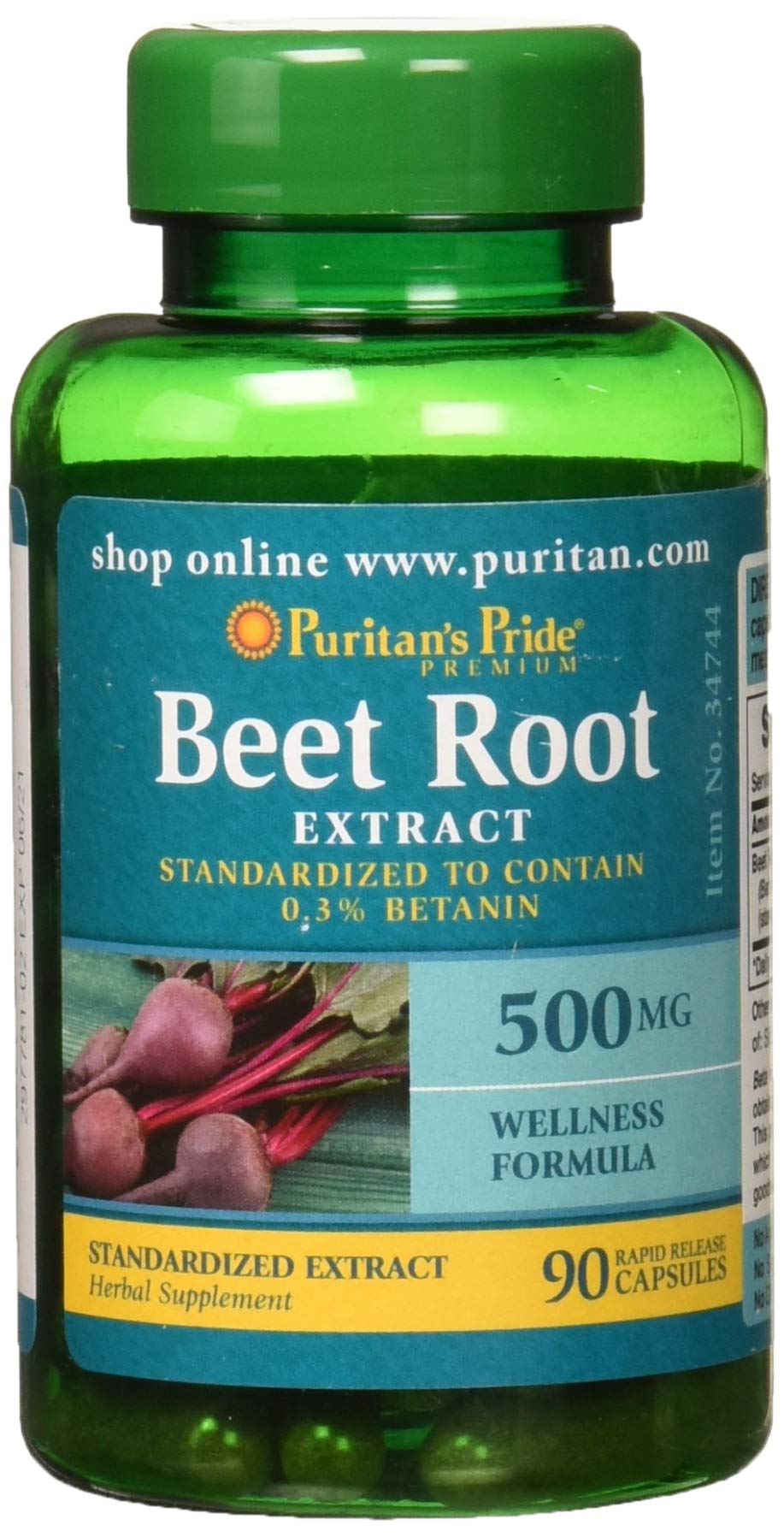 Puritan's Pride Beet Root Extract bottle for daily plant-based supplementation.
