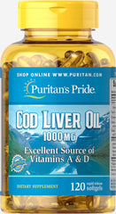Puritan's Pride Cod Liver Oil bottle for daily wellness with high-quality vitamins