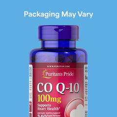 Puritan's Pride CoQ10 rapid-release formula emphasizes fast absorption for cellular energy.