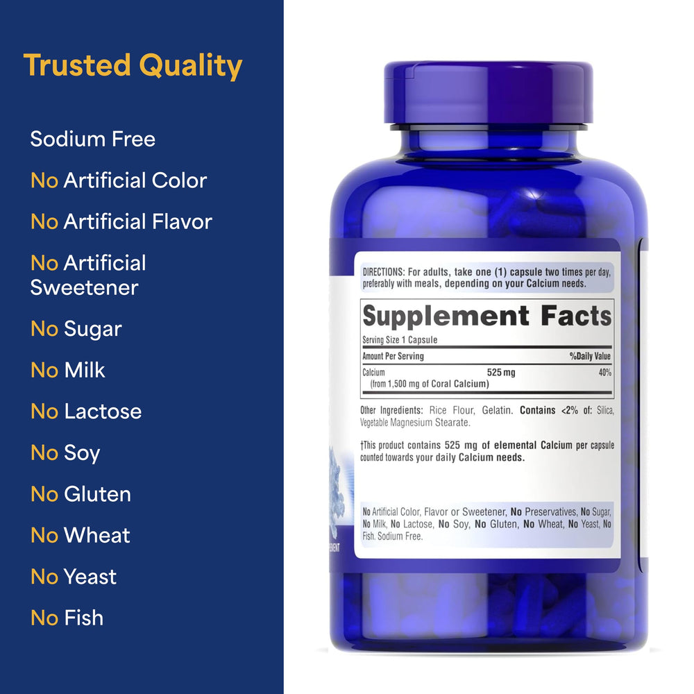 Puritan's Pride dosage card shows a simple two-per-day routine.