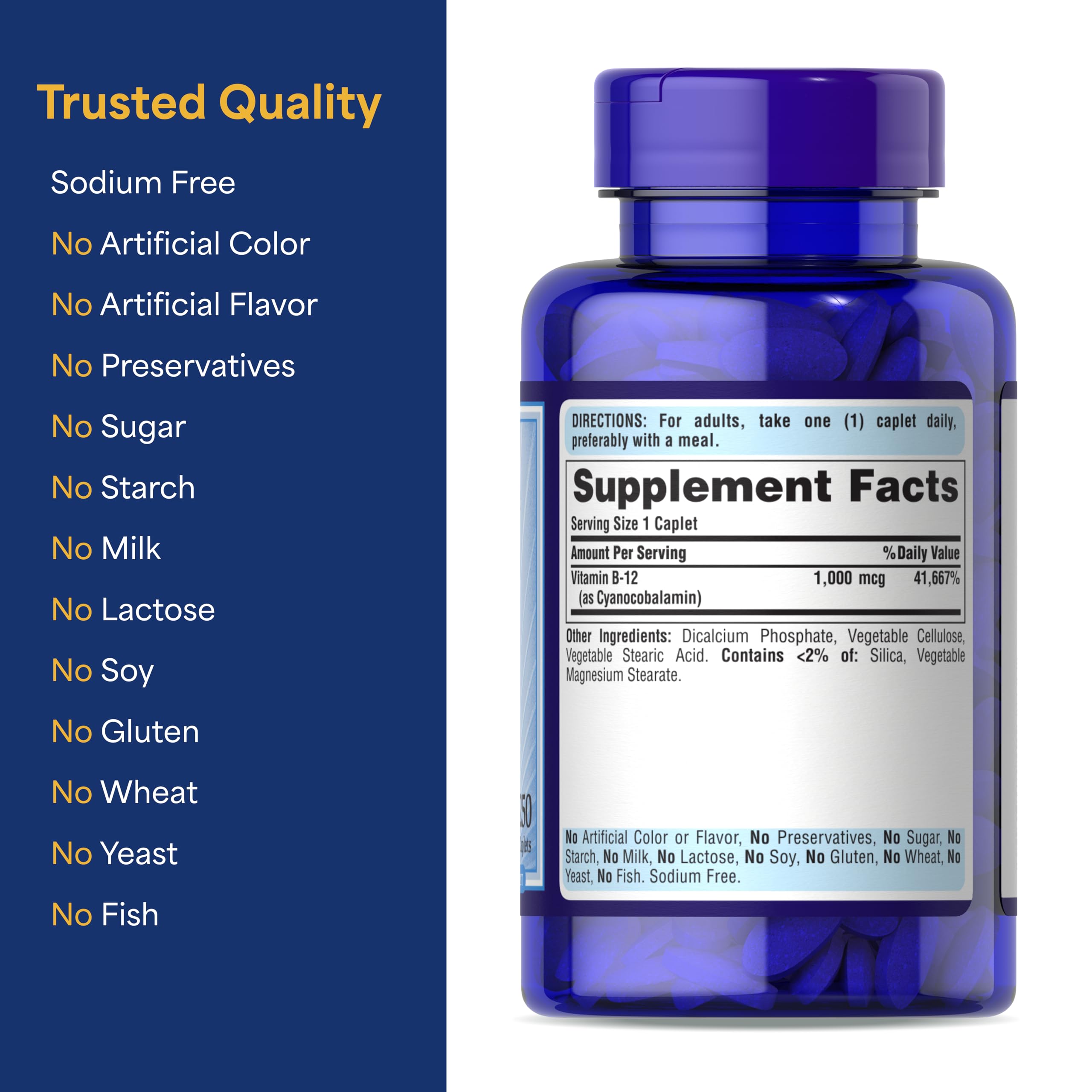 Puritan's Pride eight-month supply label emphasizes value and consistency.