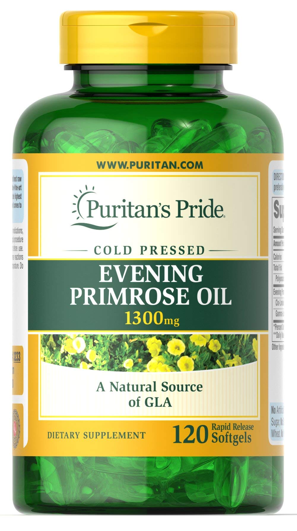 Puritan's Pride Evening Primrose Oil softgels for daily wellness support
