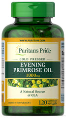 Puritan's Pride Evening Primrose Oil bottle with softgels for skin support.