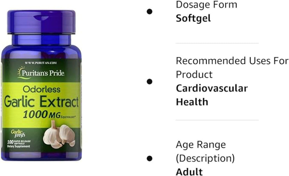 Compact packaging with gluten-free garlic supplement from Puritan's Pride.
